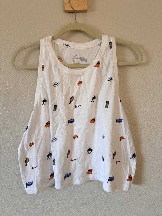 Nike Tops - Nike XL French Tennis White Graphic Tank with Multicolor